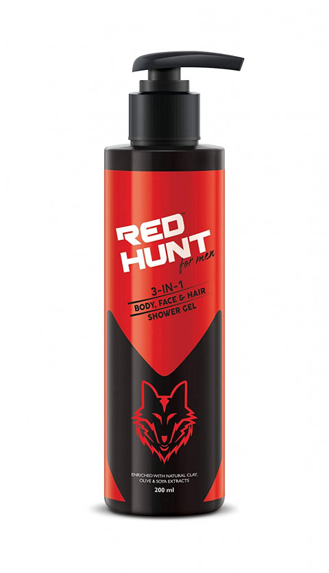 RED HUNT 3-In-1-Shower Gel, Red, 200ml