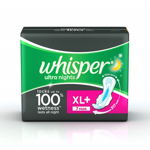 Whisper Ultra night Sanitary Pads XL Plus wings (7 Count)