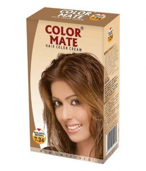 COLOR MATE Hair Colour Cream with Ayur Product (Golden Brown )