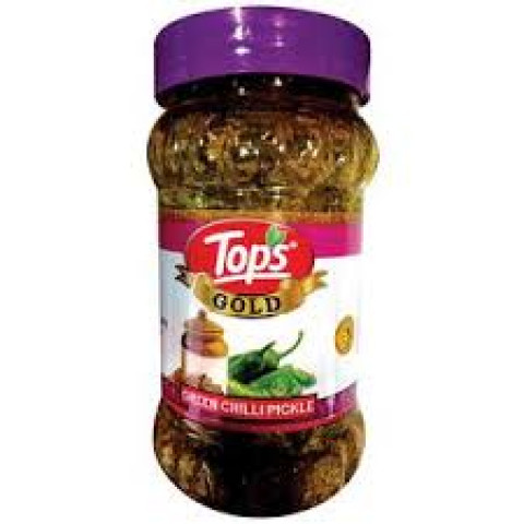 Tops Gold Green Chilli Pickle 375g