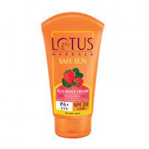 Lotus Herbals Safe Sun Sunscreen Cream - Breezy Berry SPF 20 PA+ Sweat & Waterproof Non-Greasy 100g