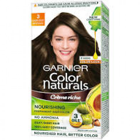 Garnier Color Naturals Crème riche hair color, Shade 3 Darkest Brown, 70ml + 60g
