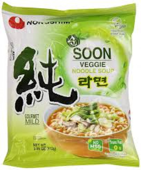 Nongshim Soon-Veggie Ramyun, Noodle Soup, 112 g Packet