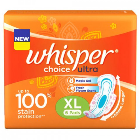 Whisper Choice Sanitary Napkins - Ultra XL, 6 pcs