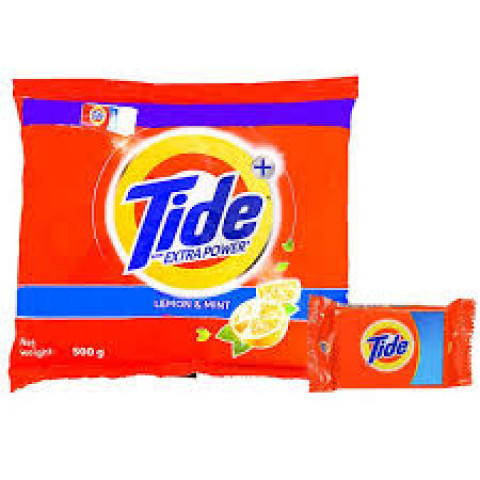 Tide Plus Detergent Washing Powder LemonMint, 500g+Tide Bar Worth ₹6 Free. 