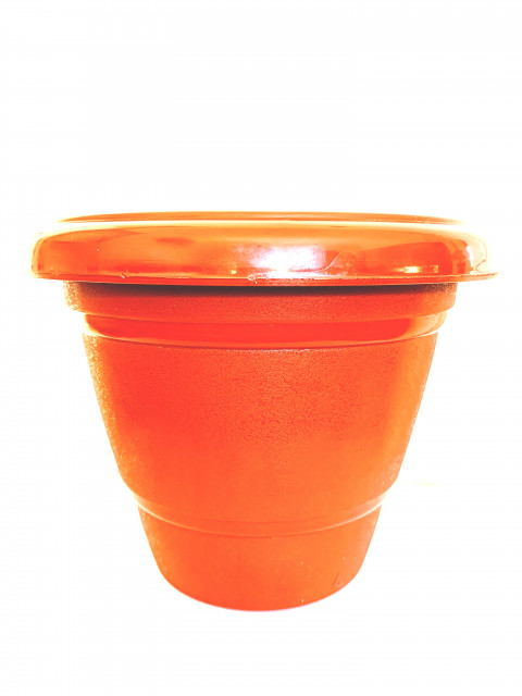 Flower Pot-Malhotra Small Plastic, 8-inch Brown (Round Shape)