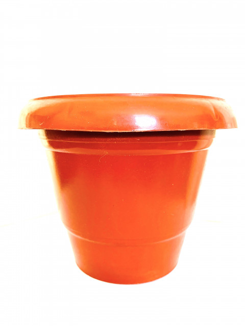 Flower Pot-Malhotra Medium Plastic , 11-inch Brown (Round Shape)