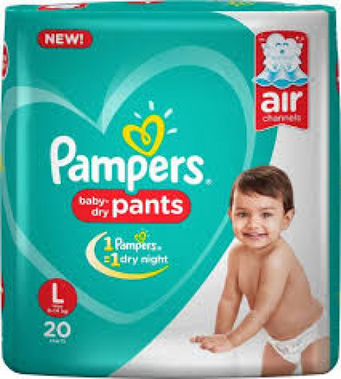 Pampers- New Baby Dry Pants(Air Channels) L, 20 Pants 