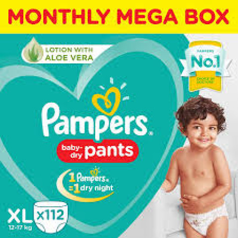 Pampers-New Diaper Pants Monthly Box Pack, XL, 112 Count