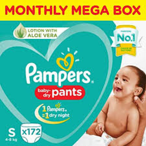 Pampers-New Diaper Pants Monthly Box Pack, S, 172 Count