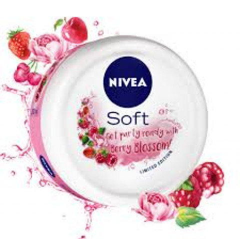 NIVEA Soft Light Moisturizing Cream Berry Blossom Fragrance With Vitamin E & Jojoba Oil, 50 ml