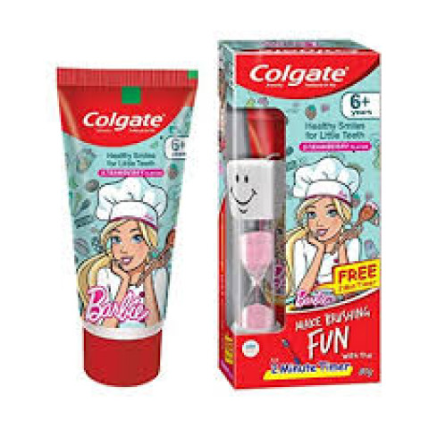 Colgate Kids Anticavity Barbie Toothpaste (6+ years), Strawberry flavour, 80g with Free 2 minute Timer