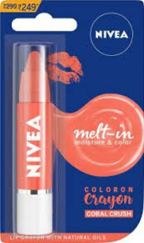 NIVEA- Lip Crayon, Coloron Coral Crush, Lip Balm, 3g