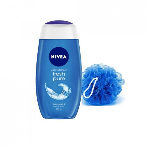  NIVEA Fresh Pure Shower Gel, 250ml With Free Loofah