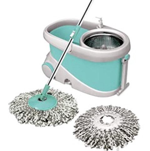 Spotzero by Milton&nbsp;E-Elite&nbsp;Spin Mop with Bigger Wheels and Plastic Auto Fold Handle for 360 Degree Cleaning (Aqua Green, Two Refills)