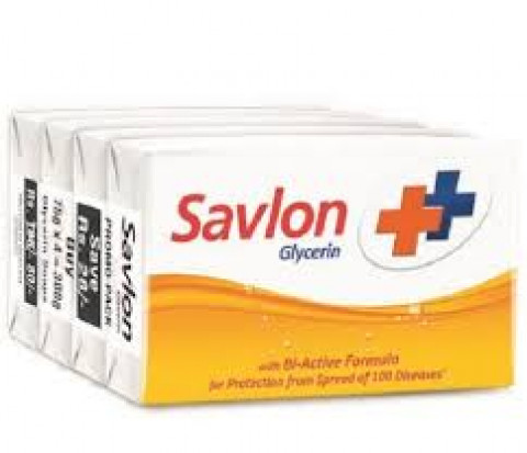 Savlon Glycerin Germ Protection Bathing Soap Bar, 125g (Pack of 3 + 1 Soap)